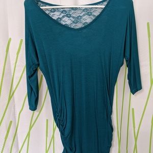 Rue 21 turquoise 3/4 sleeve lace back xs